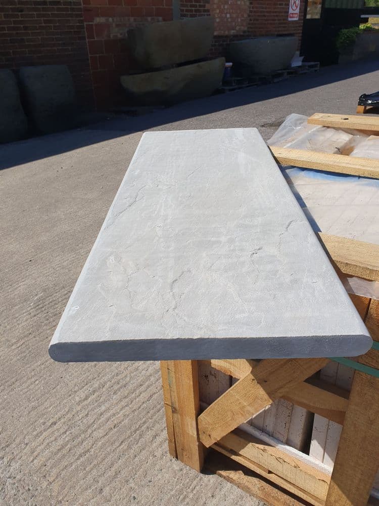 Kandla Grey Riven Sandstone DOUBLE Bullnosed Coping Stone 900mm x 350mm ...