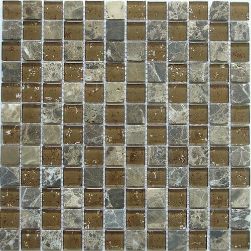 Light Emperador Marble & Glass Mosaic Tile