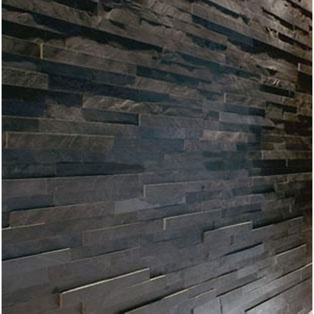 Maxi Black Slate Split Face Mosaic Tile Cladding 550 x 150 mm internal ...