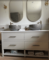 Mia Grey Natural Stone Marble wash basin approx 40cm Diameter / 17cm Height