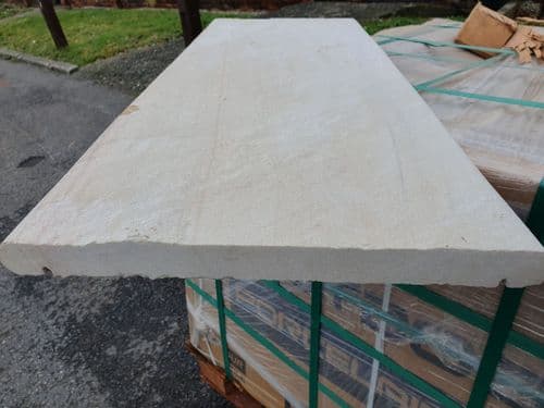 Mint Fossil Riven Sandstone DOUBLE Bullnosed Coping Stone on Two edges 900 x 350 x 30