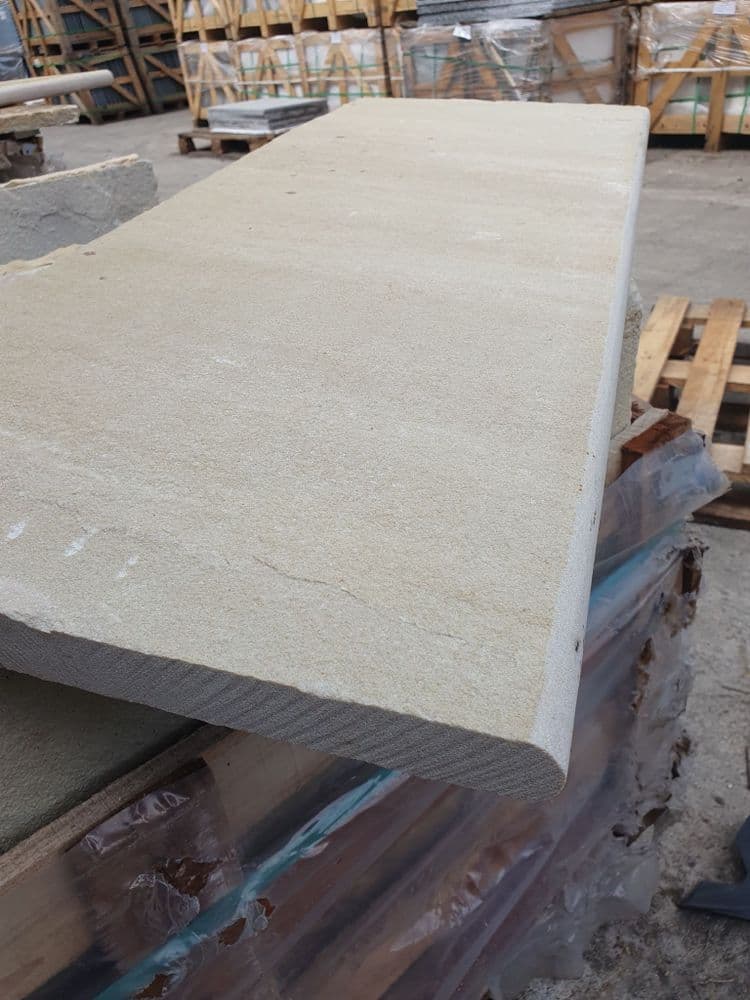 Mint Fossil RIVEN Sandstone SINGLE Bullnosed Coping Stone & Step 900mm ...