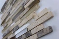 Natural Travertine & Mixed  Brown Glass Mosaic Tile