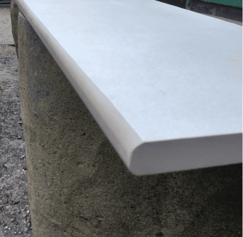 Norwegian White Porcelain Bull nose Coping stone Step 900 x 300 x 20 mm