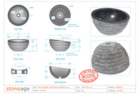 Pisa Black Marble Stone Wash Basin 40 cm