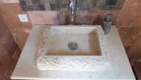 Potenza Large Rectangular Cream  Marble Washbasin  50 cm x 40 cm Scrula Slim