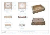 Potenza Large Rectangular Cream  Marble Washbasin  50 cm x 40 cm Scrula Slim