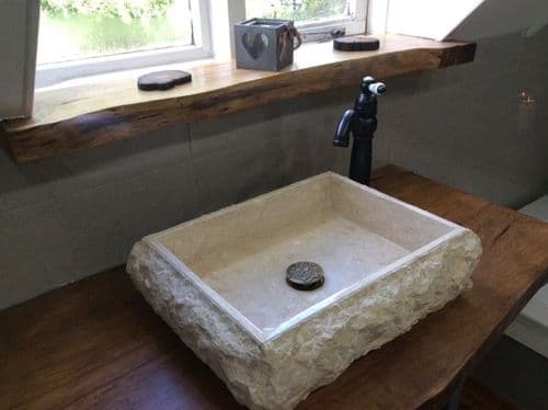 Potenza Large Rectangular Cream Marble Washbasin 50 cm x 40 cm