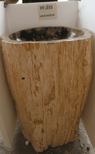 Prehistoric Petrified ( Fossilised) Wood Pedestal Sink (PF.035) @ approx W:58cm x D:47cm x H:90 cm