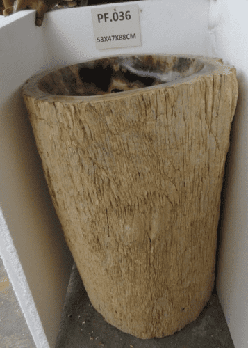 Primeval Petrified ( Fossilised) Wood Pedestal Sink (PF.036) @ approx W:53cm x D:47cm x H:88cm