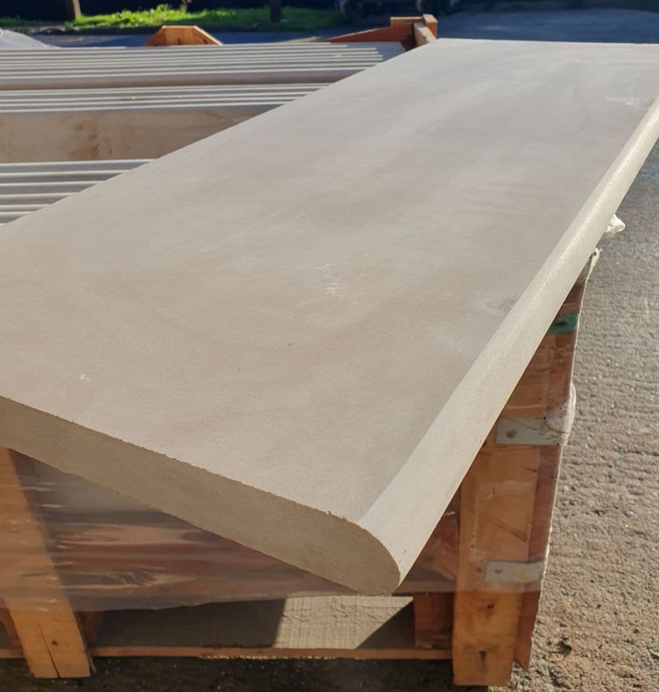 Smooth Rounded Coping Stones Raj Green Smooth Sandstone Honed & Sawn SINGLE Bullnosed Coping Stone ...
