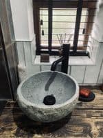 River Rock Granite Mini Bathroom Sink Stone Wash Basin