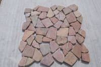 Rosso Red Natural Stone Interlocking Marble Mosaic Tiles @ £49.99 per m2