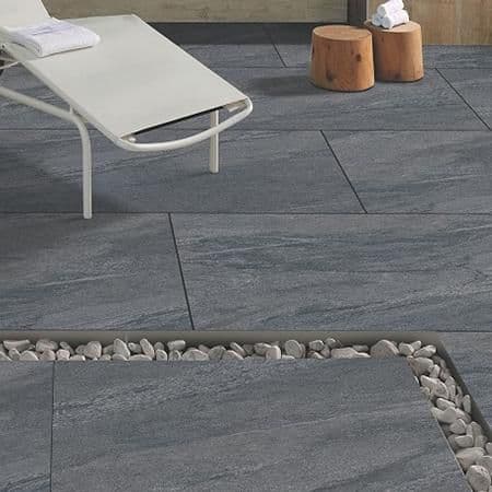 Sample Anthracite County Quartz Calibrated / Vitrified Porcelain Patio Slab
