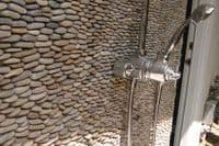 Sample (approx 10 x 10 cm) Tan Standing  Natural Pebble Mosaic 3D Beach pebble feature walls only
