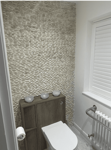 Sample (approx 10 x 10 cm) White Standing Natural Pebble Splitface River Stone Mosaic Tiles