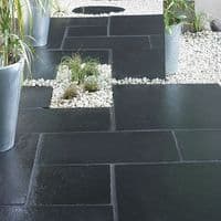 Sample Black Limestone Sawn Paving ( approx 15 x 15 cm )