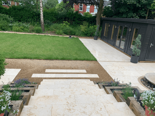 Sample Egyptian Beige Sawn & Sandblasted Limestone Garden / Patio Paver