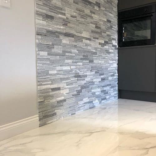 Sample off-cut Carrara Grey & White Natural Marble split Face Mosaic Cladding