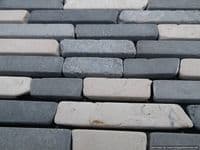 Sample offcut Grey & White Brickbone Marble Mosaic tiles .
