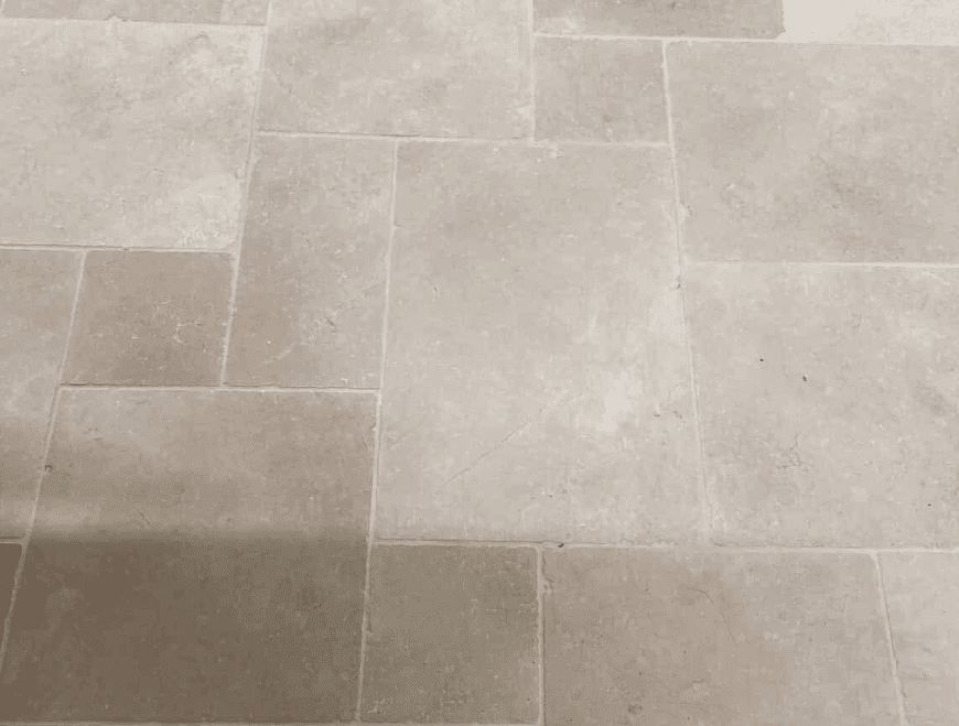 Seasoned Dijon Limestone French ( Opus Romano) pattern TUMBLED & BRUSHED