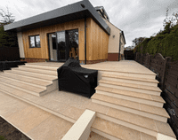 Seasoned Dijon  Limestone TUMBLED & BRUSHED  Bullnosed Limestone Pool Coping / Steps 900 x 350  x 30