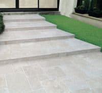 Seasoned Dijon  Limestone TUMBLED & BRUSHED  Bullnosed Limestone Pool Coping / Steps 900 x 350  x 30