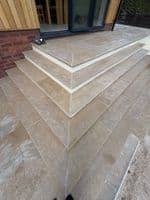 Seasoned Dijon  Limestone TUMBLED & BRUSHED  Bullnosed Limestone Pool Coping / Steps 900 x 350  x 30