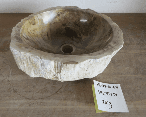 Seductive Petrified Wood Wash basin approx 38 cm x  35 cm x 15 cm (MF.25.02.001)