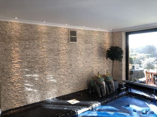 Split Face Mini Mosaic Tile Ledge Stone Beige @ £39.99 per m2