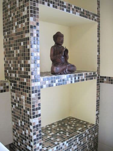 Surrey Mix Brown Gold & White Mosaic Glass Tile GM24