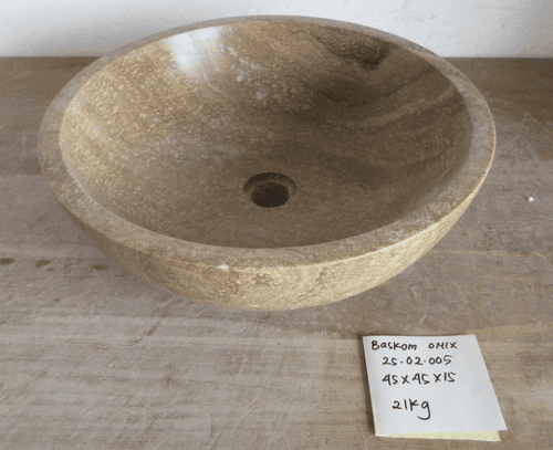 Tondo Polished Sunset Onyx Marble Round Sink 45 cm x 15 cm(25.02.005)