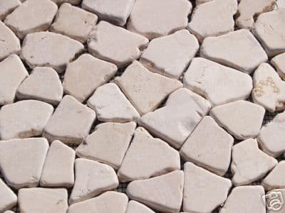 Tumbled White/Cream Marble Interlocking Mosaics Crazy Paving Style @ £39.99 per m2