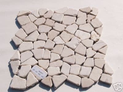 Tumbled White/Cream Marble Interlocking Mosaics Crazy Paving Style @ £49.99 per m2