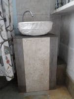 Verona  / Scrula Cream  Marble Stone Vessel Sink 45 cm ( large model )