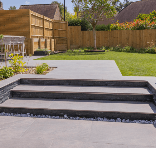 Vitoria Grey Brazilian Slate Porcelain Pool Coping / SINGLE Bullnose / Step 900 x 300 x 20 mm