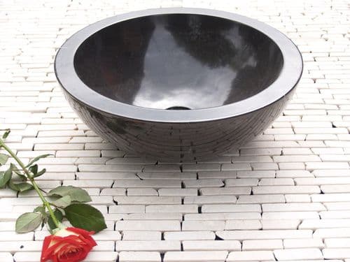 WA002 Black Polished Marble Stone Basin 40 cm