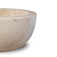 WA002  Cloakroom  Polished Marble Stone Sink White / Cream 30 cm