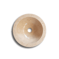 WA002  Cloakroom  Polished Marble Stone Sink White / Cream 30 cm