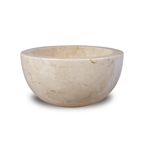 WA002 Cloakroom Polished Marble Stone Sink White / Cream 30 cm