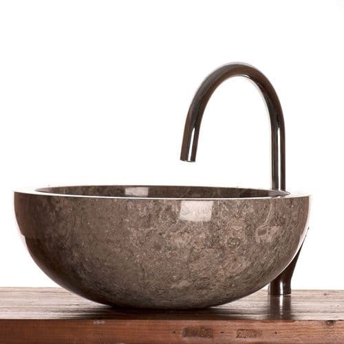 WA002 Polished Grey Marble Ibyza Stone Bathroom Basin 40 cm