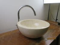 WA002 White / Cream 35 cm Cloakroom Polished Stone Sink
