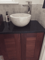 WA002 White / Cream 35 cm Cloakroom Polished Stone Sink