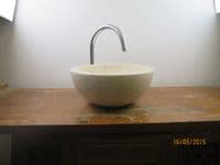WA002 White / Cream 35 cm Cloakroom Polished Stone Sink