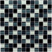 WHITE BLACK & GREY  GLASS  MOSAIC WALL TILES ANTIBES ( CP1390 )