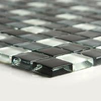 WHITE BLACK & GREY  GLASS  MOSAIC WALL TILES ANTIBES ( CP1390 )