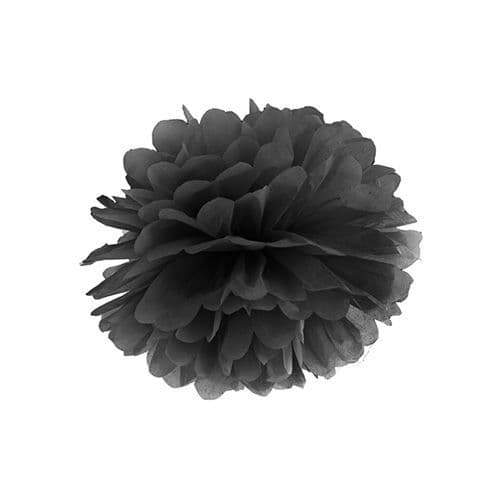 Black Paper Pom Pom 25cm - Μαυρο Χαρτινο Πομ Πομ 25εκ.
