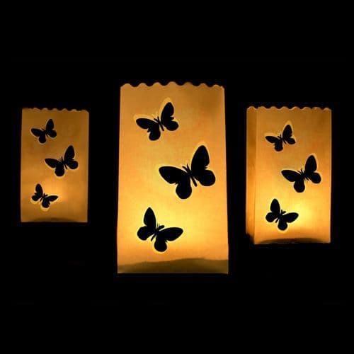 Butterflies Paper Lanterns 11X11X16cm Pack of 10 / Χαρτινα Φαναρια Πεταλούδες 11Χ11Χ16εκ. Σετ των 10