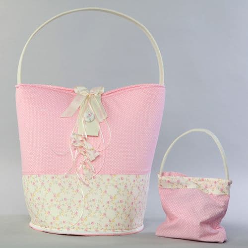 Christening bag / Changing mat dots & flowers - Τσάντα βάπτισης / αλλαξιέρα πουά & λουλούδια