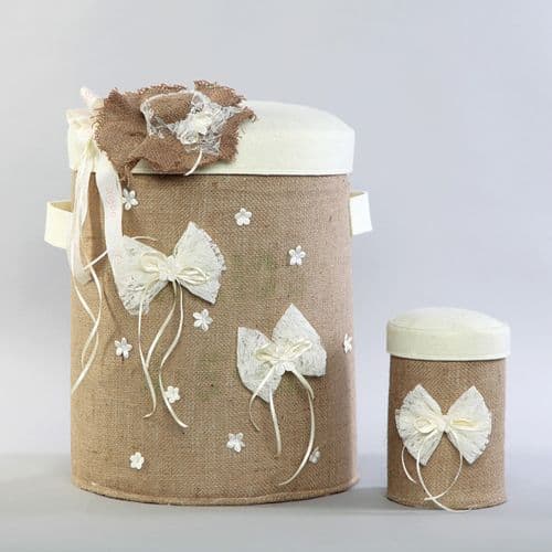 Christening box Felt & burlap / Κουτί Βάπτισης απο τσόχα και τσουβάλι για κορίτσι
